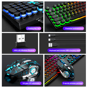 Combos de teclado y mouse para juegos inalámbricos Teclado mecánico inalámbrico recargable y alfombrilla de mouse 3 en 1 para Gamer