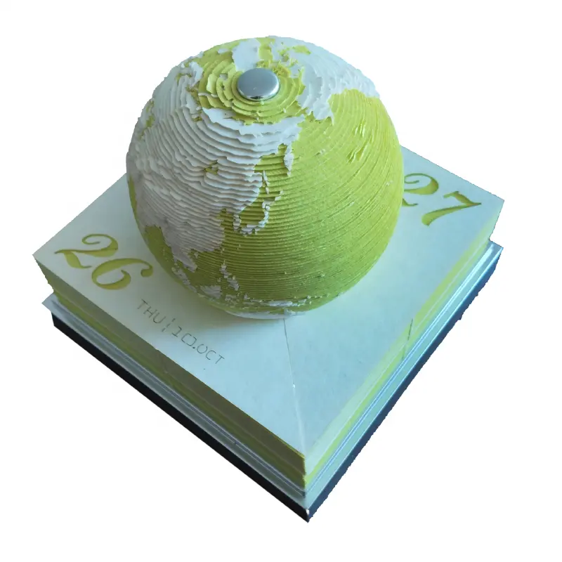2024 3D terre calendrier 3D bloc-notes papier sculpture Art pour bureau décoration maison Sculpture couvercle et Base calendrier terre boîtes