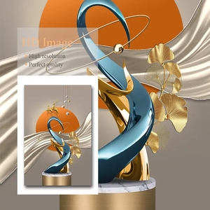 <strong>Large</strong> <strong>Size</strong> Abstract Gold Foil Line Canvas Wall Art Nordic Style Oil Painted Still Life <strong>Poster</strong> Print for Living Room Home Decor - Product Image 2