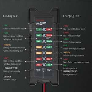 BM410 12V 24V pil Test cihazı şarj yükleme kontrol araba pil Test cihazı teşhis aracı alternatör testi için dizel yakıtlı - Product Image 3
