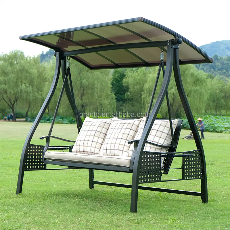 Comfortable three seat swing chair outdoor garden padded hanging chair