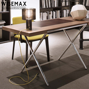 WISEMAX FURNITURE Muebles nórdicos de lujo para el hogar Mesa DE OFICINA DE MADERA Mesa de ordenador rectangular de acero inoxidable Escritorio para apartamento - Product Image 2