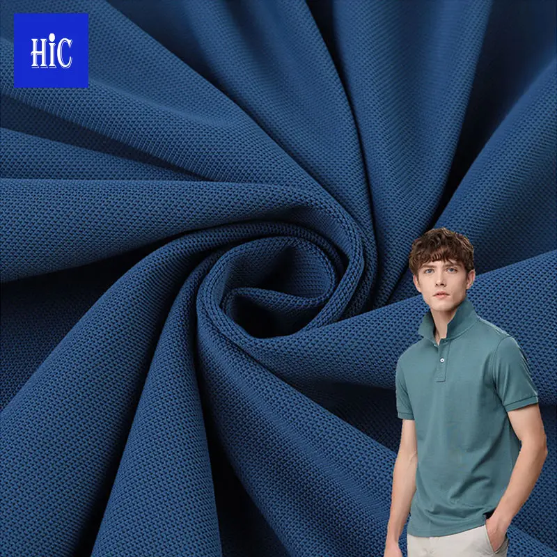 HIC ที่กําหนดเองผ้าฝ้าย 65% โพลีเอสเตอร์ 35% ถักเสื้อยืดเสื้อกันหนาวผ้าฝ้าย pique/โพลีเอสเตอร์ผ้าเสื้อโปโล