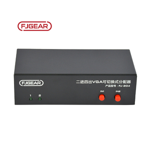 Divisor conmutable VGA Fjgear 2 en 4 salidas, distancia de transmisión de 4 puertos de hasta 30 metros, 1920*1440 con carcasa de hierro, 2 en 4 salidas