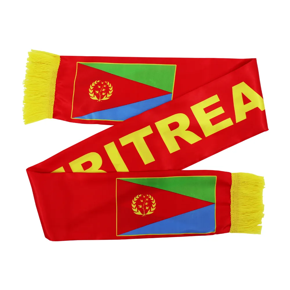 High Quality Custom Making Polyester Material 1 Piece MOQ Scarf With Tassel Eritrea Flag Scarf