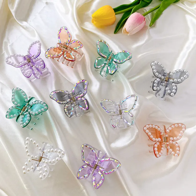 New fashion hot selling Korean design wholesale high quality elegant hair claw clips butterfly plastic hair clips for women