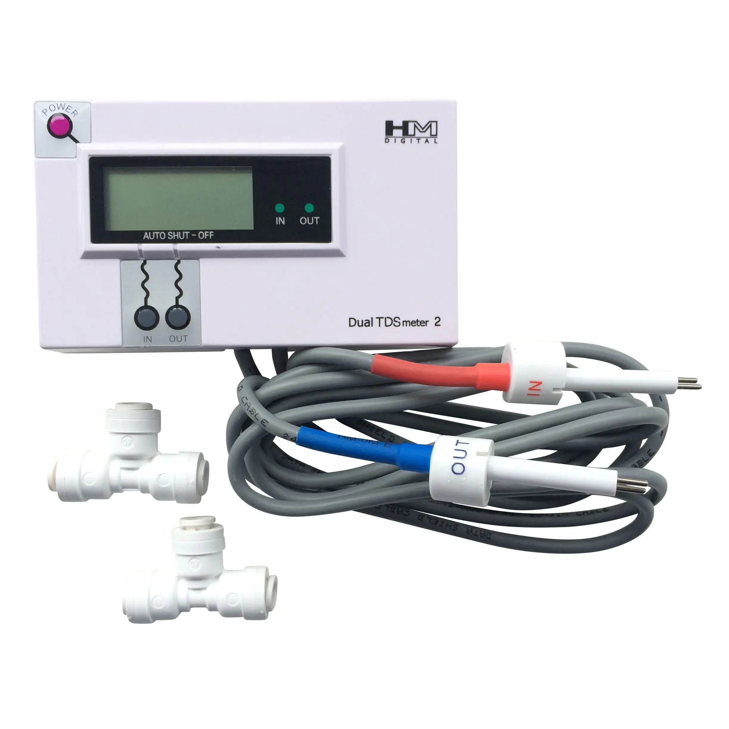HM TDS DM-2 Dual TDS Monitor Water Quality Monitor Meter with 1/4 Sensor Analog In-line 0-9990 ppm for Water Purifier