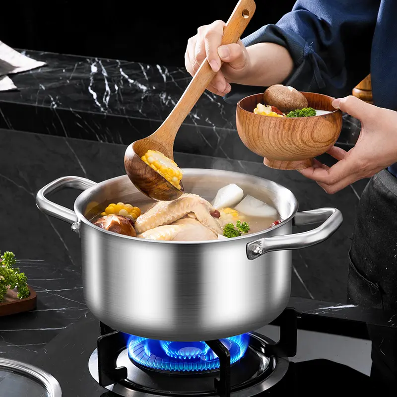 2024 novo fabricante de venda quente por atacado panelas de aço inoxidável de alta qualidade panela de sopa utensílios de cozinha