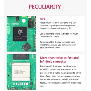 Ufficiale originale Raspberry Pi 5 Cortex-A76 Linux 2GB 4GB 8GB braccio Board Python Programlama PCIe Gigabit Ethernet USB3.0 Custom - Product Image 4