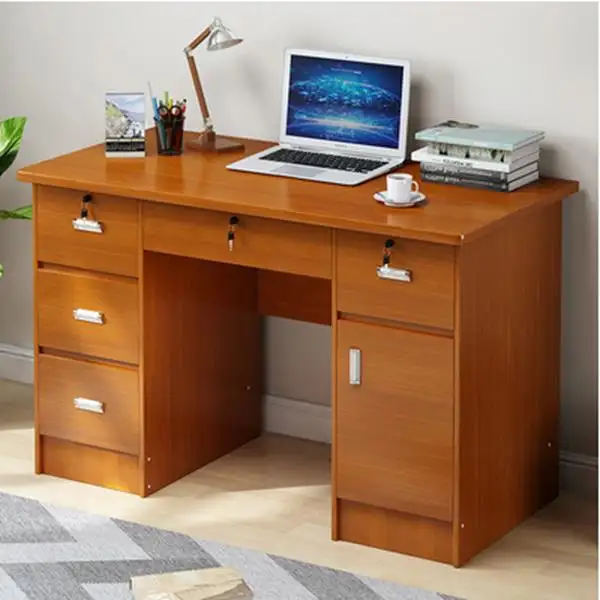 Venta al por mayor Simple madera escritura estudio gran espacio soporte almacenamiento moderno hogar Oficina muebles ordenador mesa escritorio con cajón