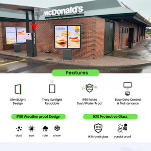 Wasserdichtes 4K-Touchscreen-<span class=keywords><strong>LCD</strong></span>-<span class=keywords><strong>Display</strong></span> mit 4K-Auflösung für Drive-Thru-Restaurants 3000Nits Digital Signage-Werbung