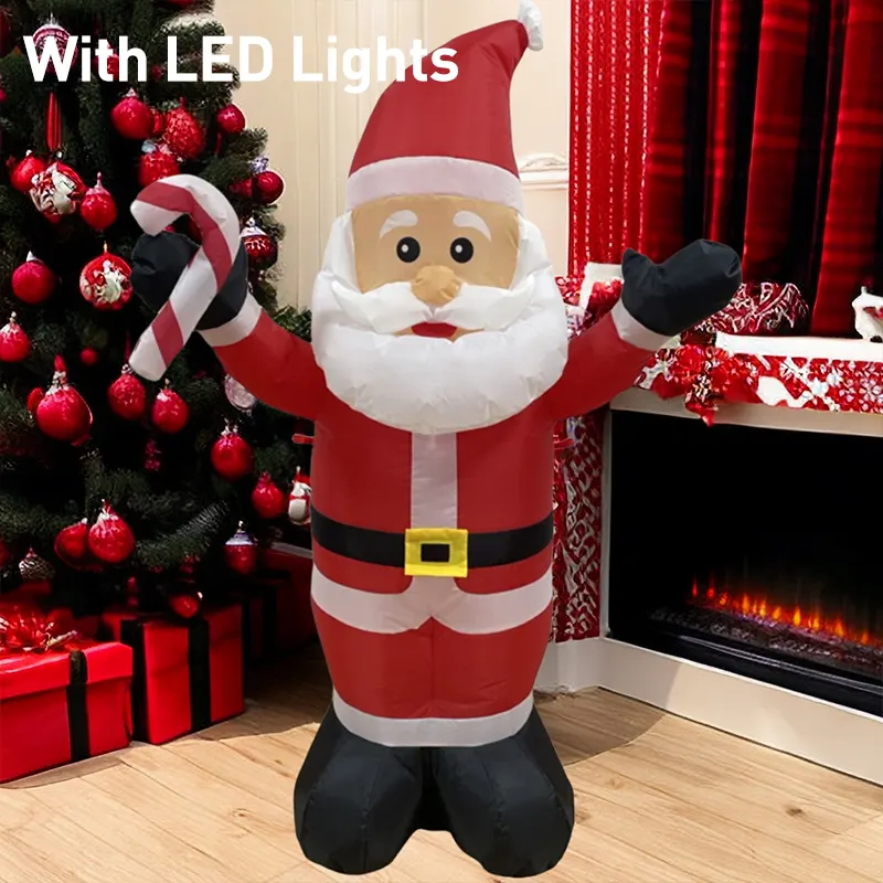 ซานตาคลอสเป่าลมตกแต่งคริสต์มาส48นิ้ว/60นิ้ว/72นิ้ว/84นิ้ว/96นิ้วเป่าลมได้พร้อมไฟ LED สำหรับสวนภายนอก