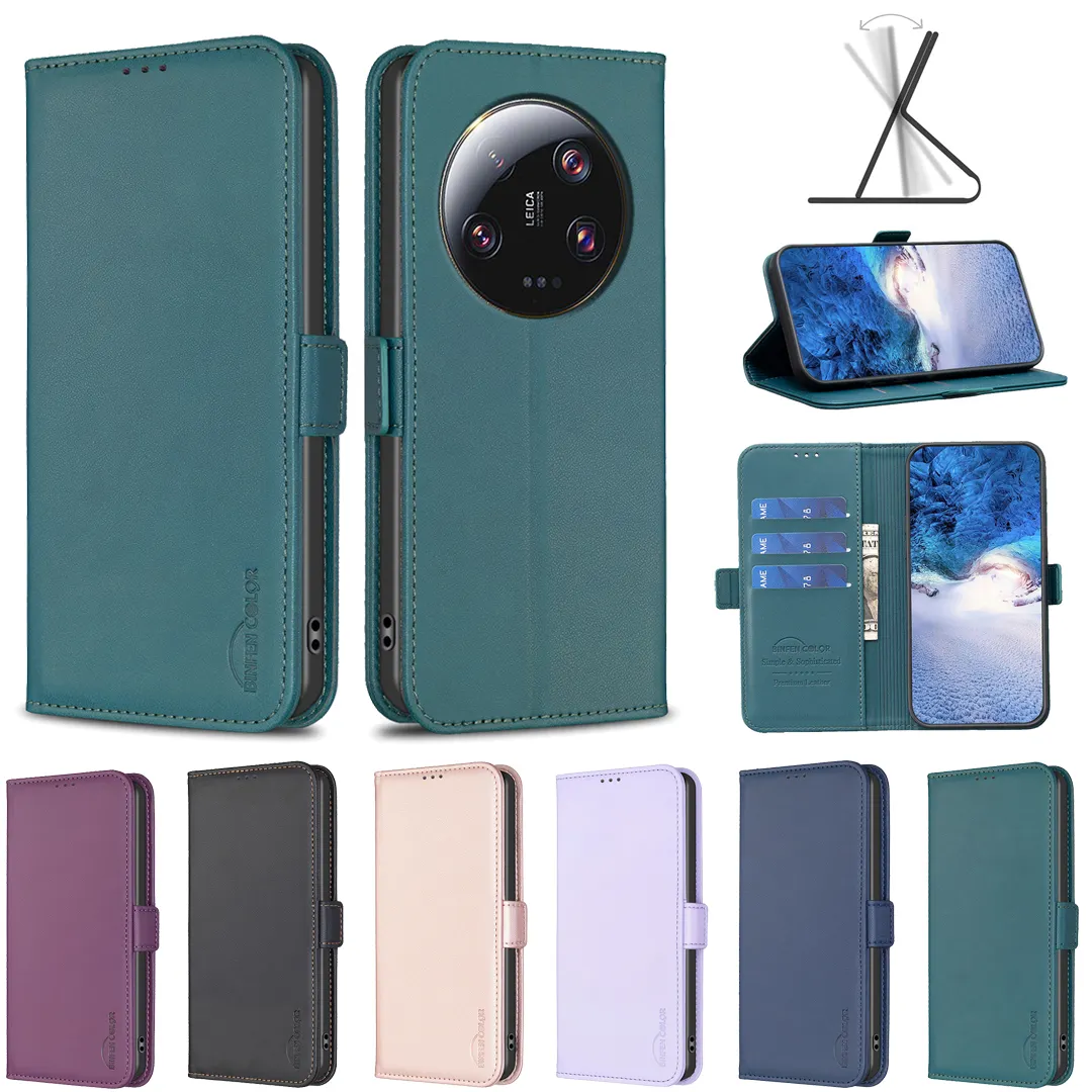 حافظة هاتف محفظة جلدية قابلة للطي من البولي يوريثان لهاتف شاومي 13T Pro CIVI3 5G POCO F5 13 Ultra Lite C55 X5 Pro