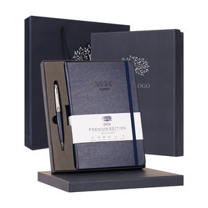 Oem A5 Pu Lederen Softcover <span class=keywords><strong>Notebook</strong></span> Cadeau Promotie Pakket Compleet Met Gepersonaliseerde Pen En Wikkel - Product Image 1