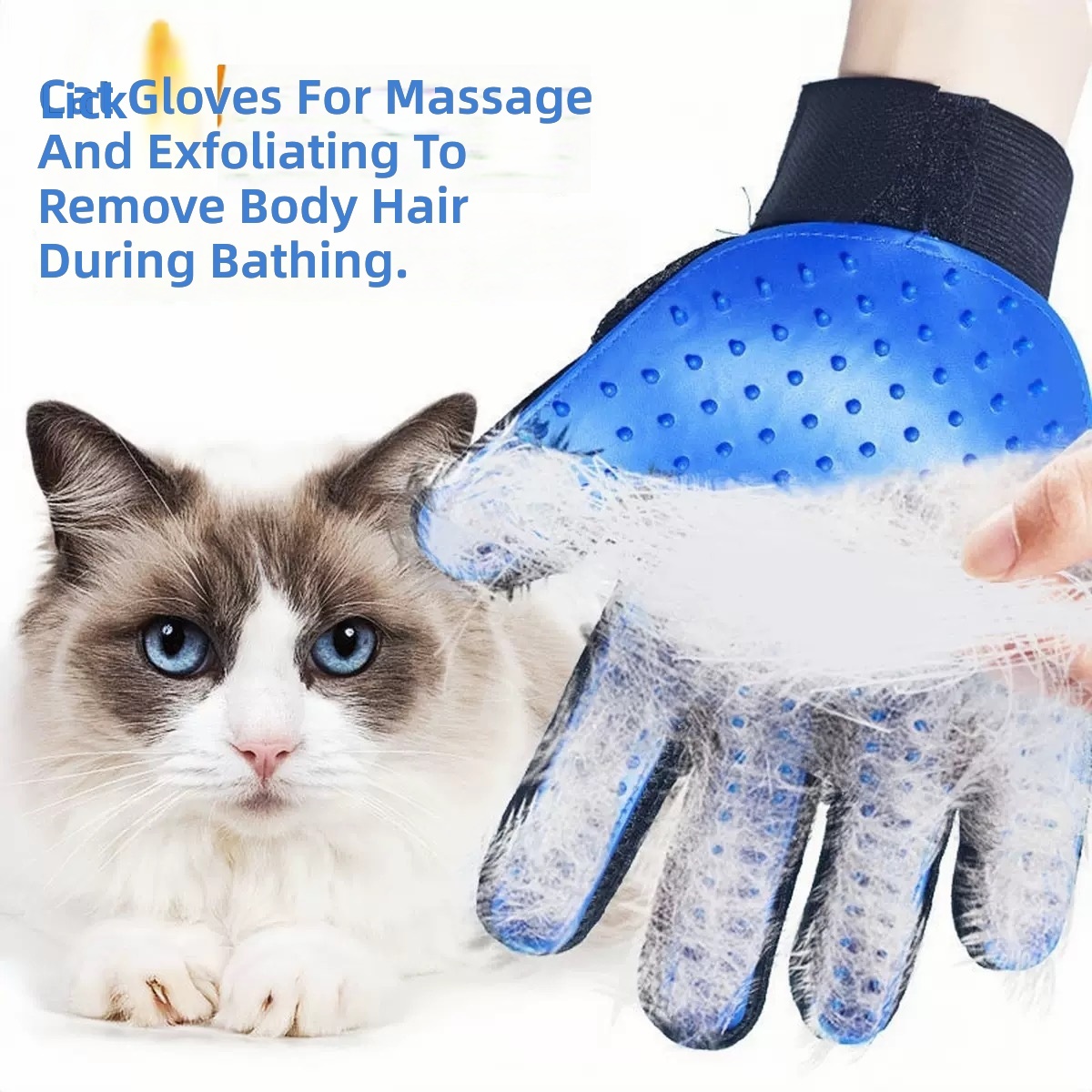 Blue Cat Grooming Glove (Left)