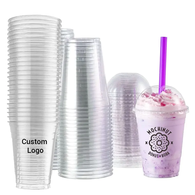 Manufacturer Custom Logo Boba Tea Cup Supplies PP PET Plastic 500ml 700ml 16oz 22oz U Shape Boba Cups