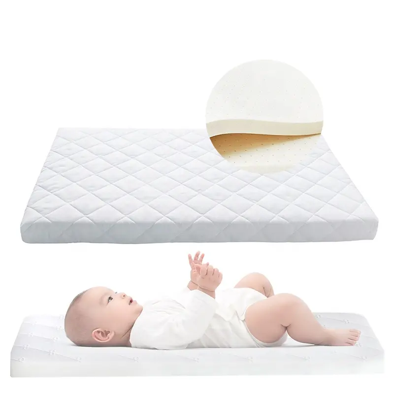 Hypoallergenic ปลอดสารพิษการนอนหลับที่ดีต่อสุขภาพเตียงเด็กสี่เหลี่ยมผืนผ้ารูปไข่ธรรมชาติน้ำยางเปลที่นอน
