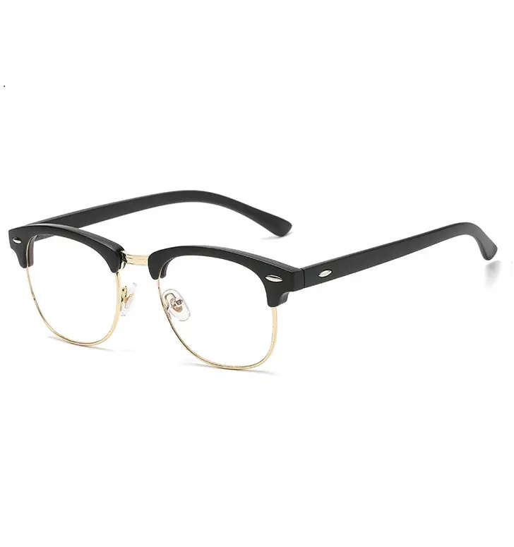 Özel Logo sıcak satış klasik gözlük çerçeveleri erkekler için gözlük kulübü 3016 şeffaf lens güneş gözlüğü