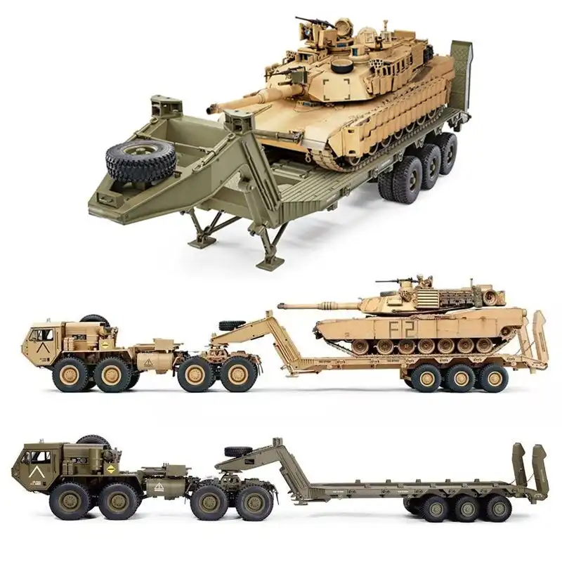 1/12 trased HG P806 équipement militaire lourd, KIT de bricolage pour armée américaine M747 moulé sous pression 6x6 RC Semi-camions avec remorques