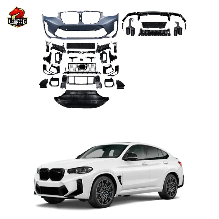 Factory price X4 G02 sport model upgraded to F98 LCI X4M body kit rear diffuser exhaust tips front bumper for BMW