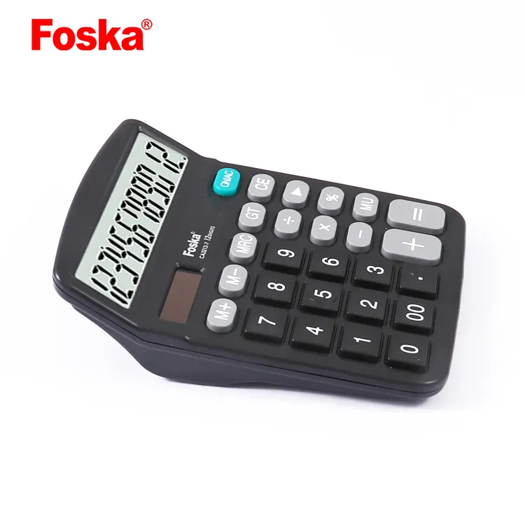 Foska Office Dual Power Solar Calculator Student Large Electronic black 12 Digit Electronic Desktop High Quality Calculator