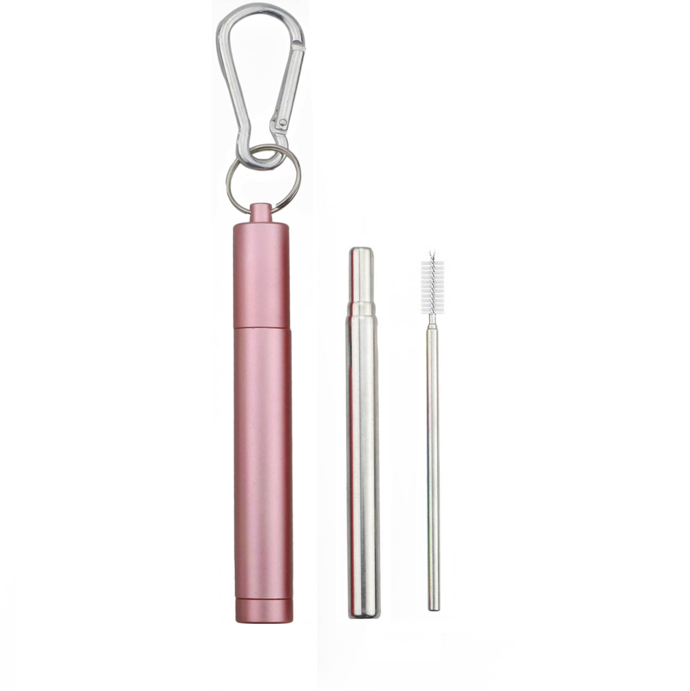 Rose gold with silver straw