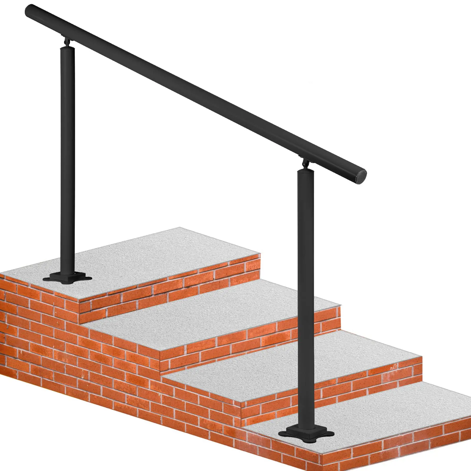 Outdoor Stair Railing Kit 5 FT Handrails 0-5 Steps Adjustable Angle Black Aluminum Stair Hand Rail for The Elderly Handrails