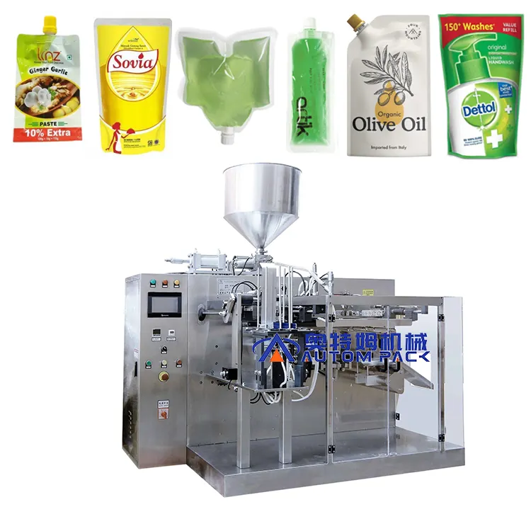 Machine à emballer automatique horizontale Doypack Premade Bag Granule Liquide Mixte Soupe Base Boeuf Huile d'Olive Soupe aux Légumes