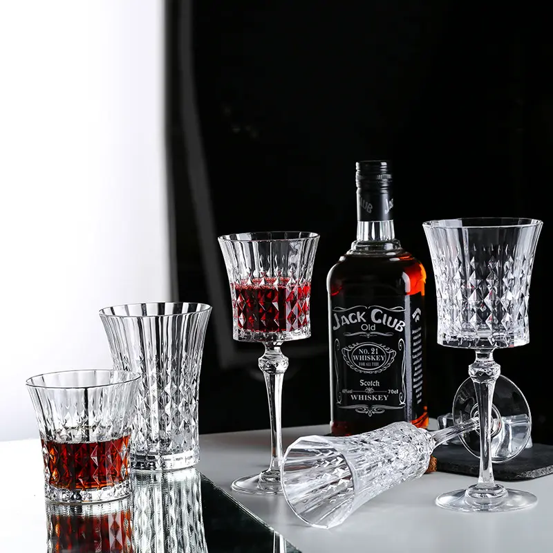 Gobelet de mode en verre de cristal de luxe motif de diamant portugais verre à vin rouge