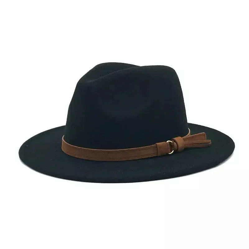 2022 New Fashion Hard Wide Brim Plain Felt Hat Manufacturer High Quality Women Khaki Wool Fedora Hat