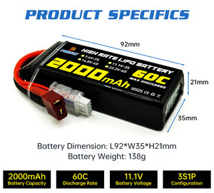 PONFLY 60C 2000mAh 3S 11,1 V 7,4 V 14,8 V Hochleistungs-RC-Auto-Lithium batterie 2S 4S Wiederauf ladbarer RC-Boot-Lipo-Akku - Product Image 2
