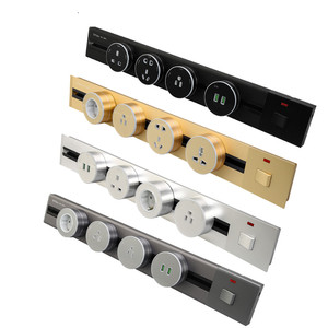 通用EU UK多智能办公办公桌电源轨道系统带双<span class=keywords><strong>Usb</strong></span> led灯的电插座插座用于厨房 - Product Image 4