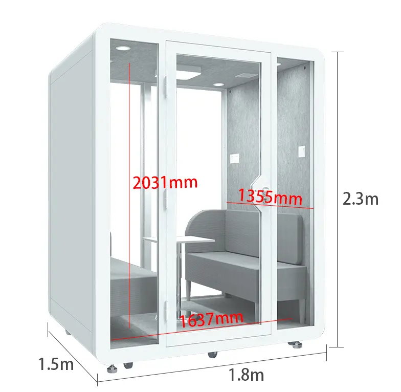 Fabrieksprijs 4 Zits Oem Indoor Prefab Cabine Kantoor Pod Vergadering Pod