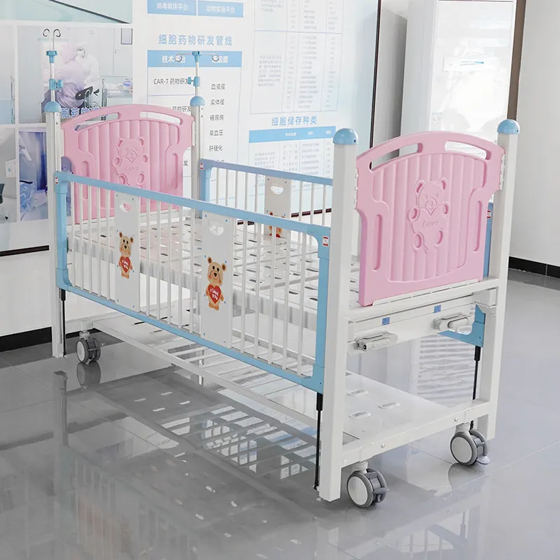 Manufacturer Supply hospital stainless steel pediatric pretty infant baby cot manual hospital medical children beds