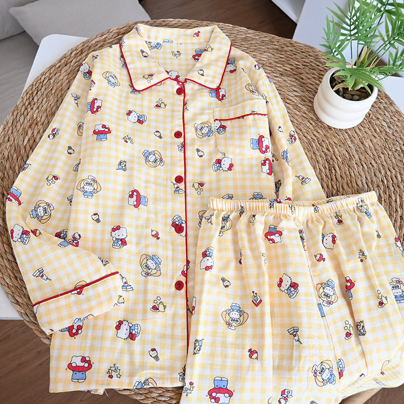 Yellow kitty cat lapel long sleeve top