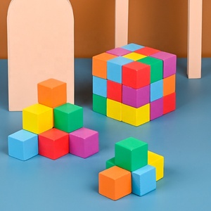 Juego de bloques de construcción de arcoíris, juego de apilamiento de cubos de madera coloridos - Product Image 4