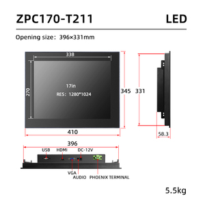 17 Zoll eingebettetes LCD-Touchscreen-Display Desktop-Wand monitor kapazitiver Touchscreen wasserdichter Monitor eingebettet - Product Image 5