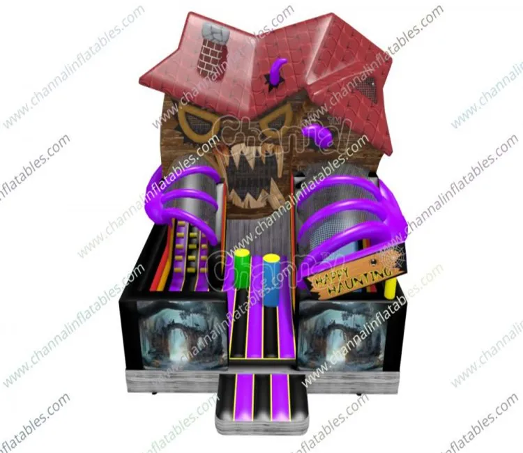 Monster House Playground inflável Halloween Inflável Trampolim Carnaval Jogos Combo Slide