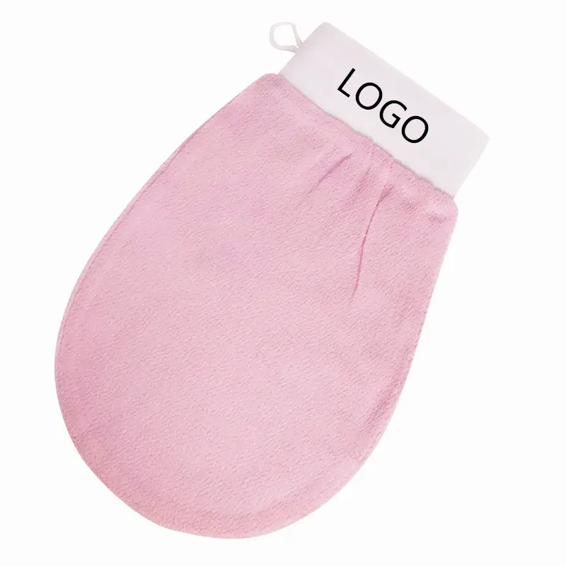 Silk Exfoliating Mitt Hot Selling Turkish Pink Silk Mitt Open For Private Labeling and Customization