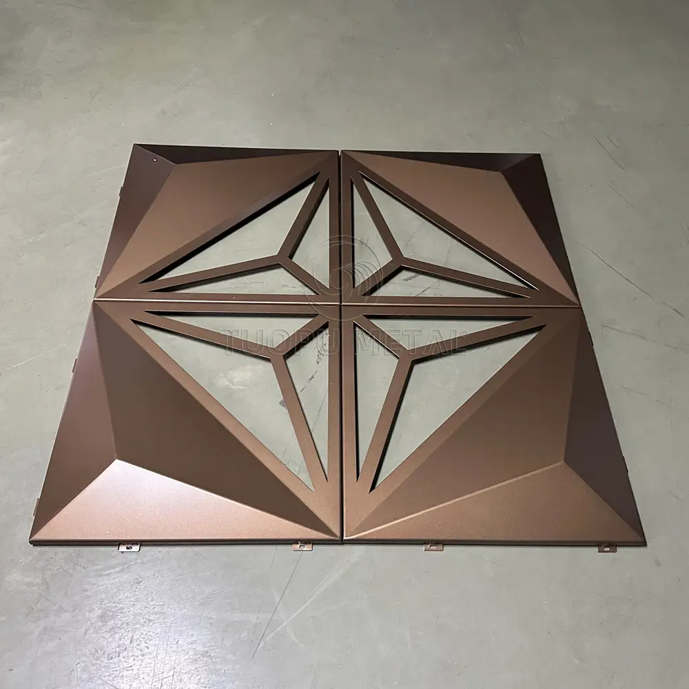 새로운 디자인 600mm * 600mm 알루미늄 3D 클래딩 패널 외부 커튼 월 프로젝트 건축을위한 외부 외관