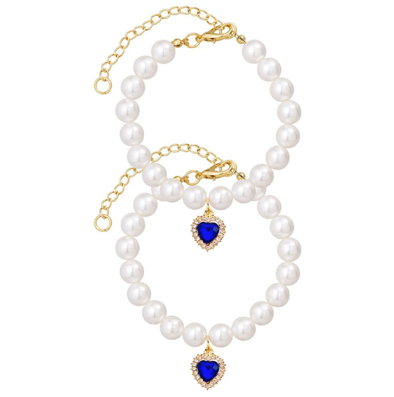 Pearl necklace (blue heart)