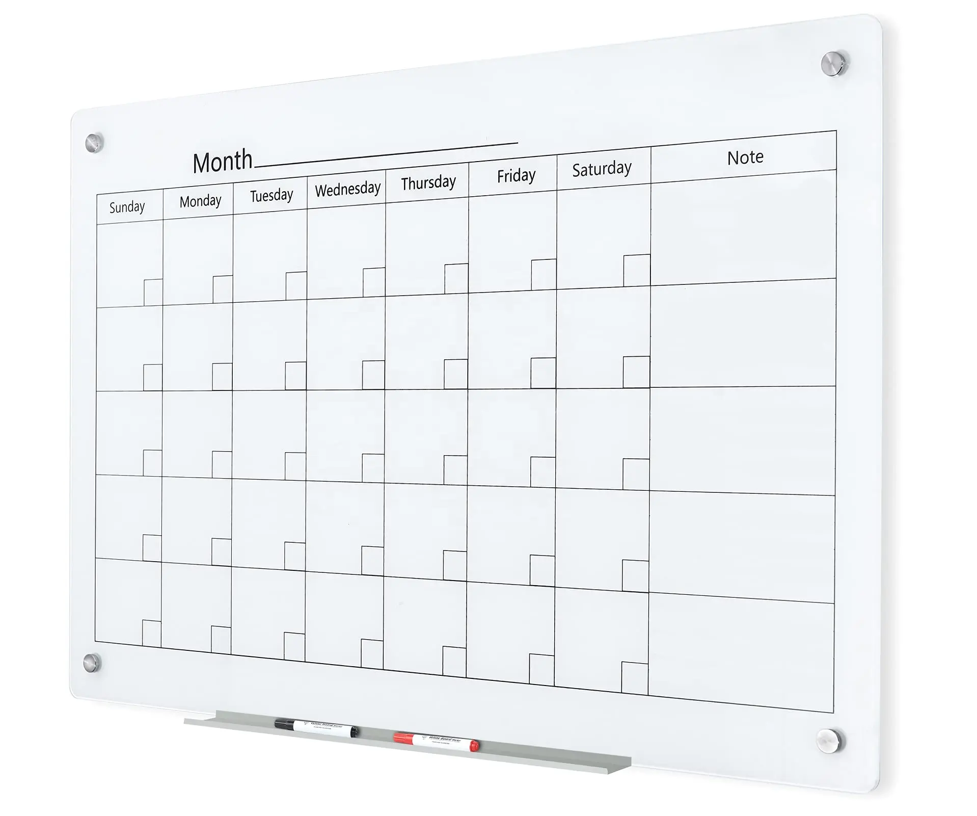 Magnetische Whiteboard Kalender, 35X23 Inch, Glazen Wandkalender Droog Wissen Bord Maandelijkse Planner Voor Thuis, School, Kantoor