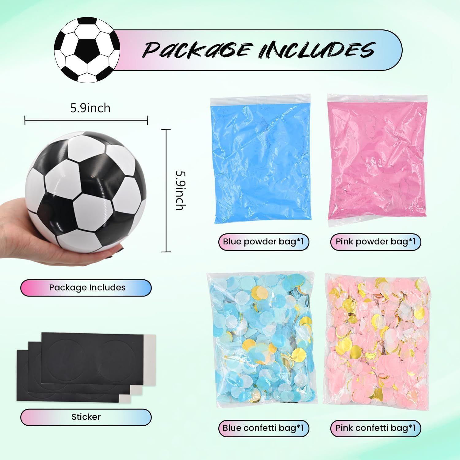 Confettis roses et bleus + poudre de football
