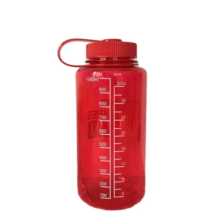 Botol air plastik ramah lingkungan, botol air olahraga tritan bebas Bpa 32oz dengan tutup mulut lebar 1000ml