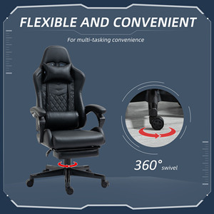 Ca anji giá rẻ tốt nhất Ngân Sách Faux Leather Xoay Gamer Recliner massage nhiệt Racing PC video chơi game ghế cho văn phòng nhà, màu đen - Product Image 4