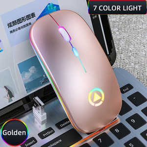Batería recargable integrada, ratón inalámbrico con Bluetooth, versión 2,4 Ghz, con luz colorida - Product Image 6