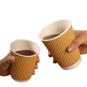Özel çevre dostu gıda sınıfı kağıt cupstock tek kullanımlık kabartmalı mat ve parlak laminasyon biyobozunur kağıt kapaklı bardak