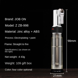 Современная пластиковая прикуриватель Jobon ZB998 с ветрозащитным элементом, надувная струйная газовая визуальная продажа бутанового топлива оптом - Product Image 3