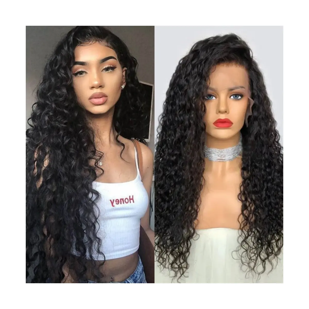 13x6 water wave human Brazilian hair wigs glueless swiss lace front wig pre plucked loose deep curly full hd lace frontal wig