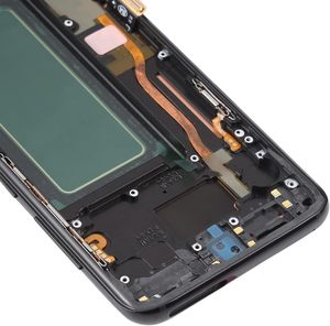 จอ OLED ขนาด5.8นิ้วอุปกรณ์ดิจิไทเซอร์หน้าจอสัมผัสสำหรับซัมซุงกาแล็คซี่ S8 SM-G950จอแสดงผล LCD ของแท้พร้อมกรอบ